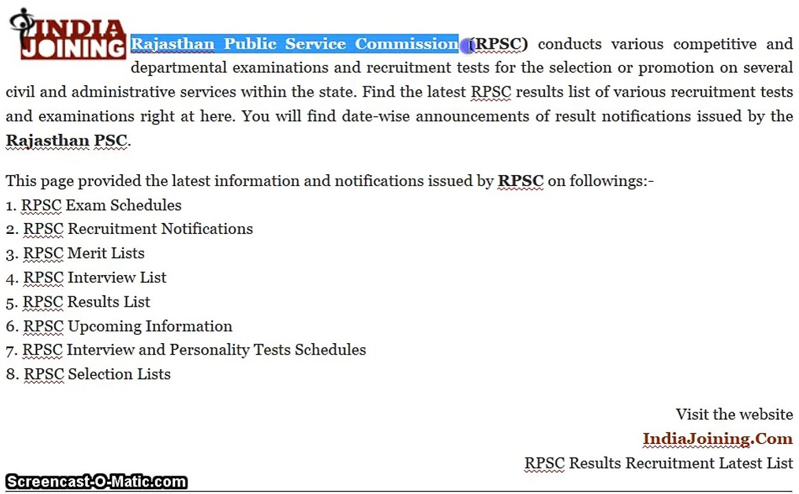 RPSC Results