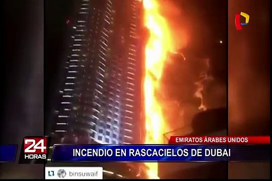 Dubái: impresionante incendio se registró en rascacielos de 86 pisos