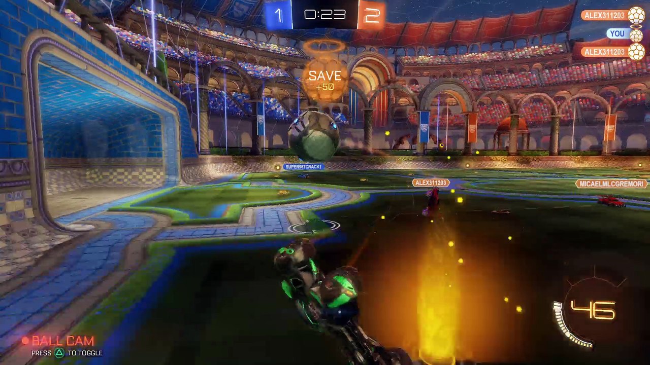 Rocket League save and goal