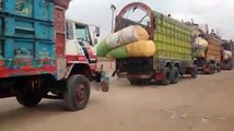 Trucks are in line for unloading in Cow Mandi 2017