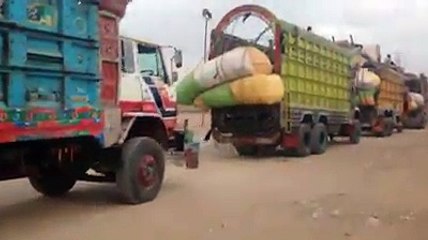 Trucks are in line for unloading in Cow Mandi 2017