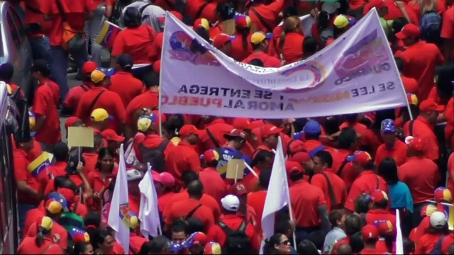 Pro-government activists march through Venezuelan capital