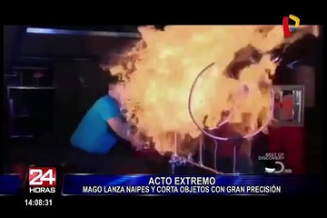 ¡Increíble! Mago corta objetos con naipes
