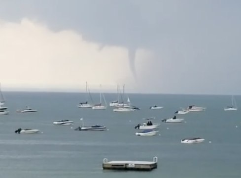 Suspected Waterspout Churns on Lake Erie as Storm Approaches Buffalo