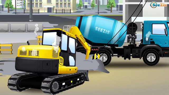 Videos for kids The Yellow Excavator with The Truck | Construction Trucks - Cars & Trucks Cartoon