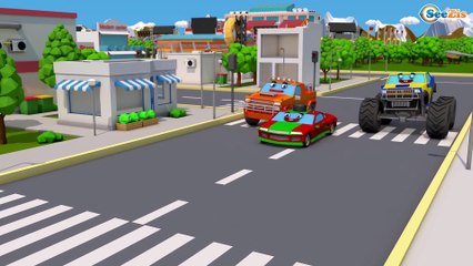 Yellow Excavator - Color Trucks For Kids - Children Video 3D Animation Cars & Truck Stories