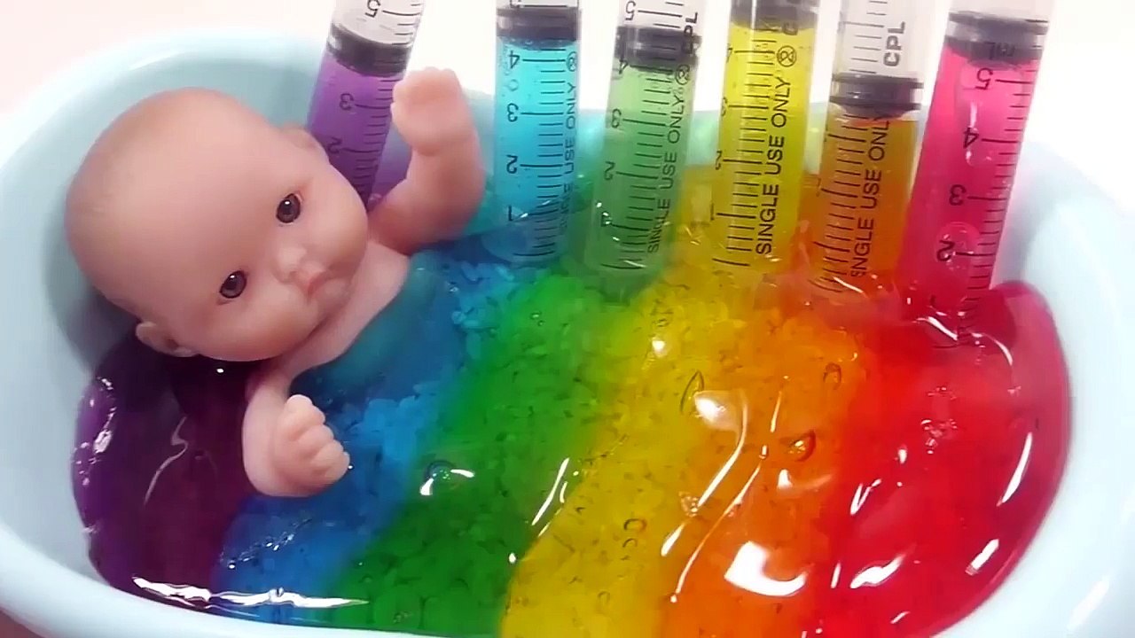 Slime Baby Doll Bath Time Learn Colors & Picnic Toy Velcro Cutting Surprise Eggs Toys