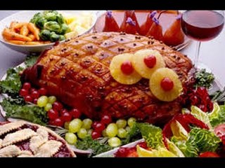 Jamón con glaseado de zarzamora y piña para navidad / Jamón para navidad