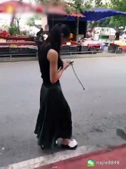 Girl skirt pulled by a rickshaw