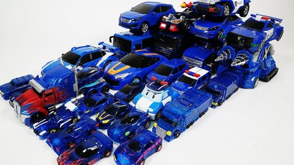Blue robot transformation play Carbot Tobot Transformer Robocar Poli Turning mecard