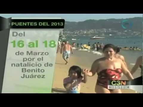 Anuncian para 2013 nueve puentes vacacionales