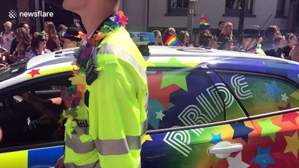 Colourful police car joins Brighton pride parade