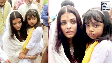 Download Video: Aishwarya & Aaradhya Bachchan IMMERSE Late Father's Ashes In Ganga