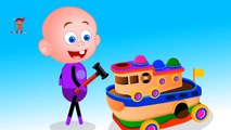 Learn Colors with Crazy Kid Playing Wooden Toy Boat & Balls, Colours to Teach Kids Children Toddler