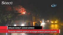 Tosya’da şiddetli yağmur ve rüzgar evlerin çatısını uçurdu