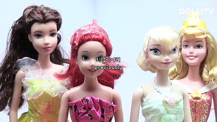 디즈니 공주들 동시에 임신하다! 엘사 벨 에리얼 오로라 인형 애니메이션
