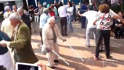 an old man dances like pro