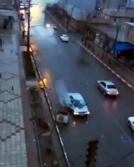 lightning strikes in a moving car