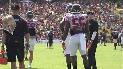 Why are the Falcons wearing camouflage jerseys in training camp?