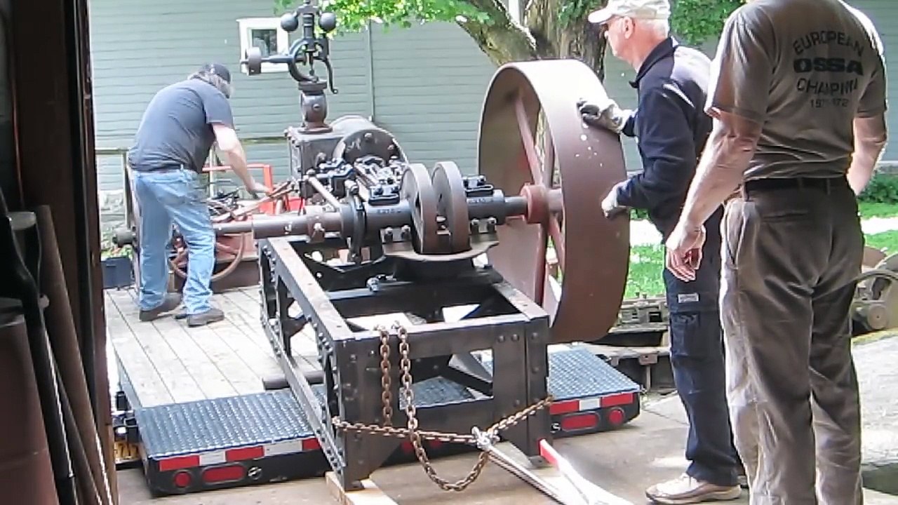 OLD STEAM POWERED MACHINE SHOP 24 New shop engine comes home video
