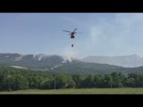 L'Aquila - Incendio ad Aragno, Vigili del Fuoco in azione (03.08.17)