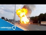 Espectacular explosión de cilindros de gas en una autopista de Rusia