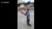80-year-old granny shows off basketball skills