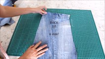 DIY Turn Your Old Jeans Into Skirt | Button Front Denim Skirt from Pants | Clothes Transfo