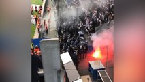 Copenhagen fans clash with riot police in final minutes of game against city rivals Brondby