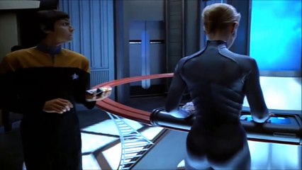 Jeri Ryan Silver Cat suit as 7 of 9 Skin Tight Tribute by Sexy G Mods