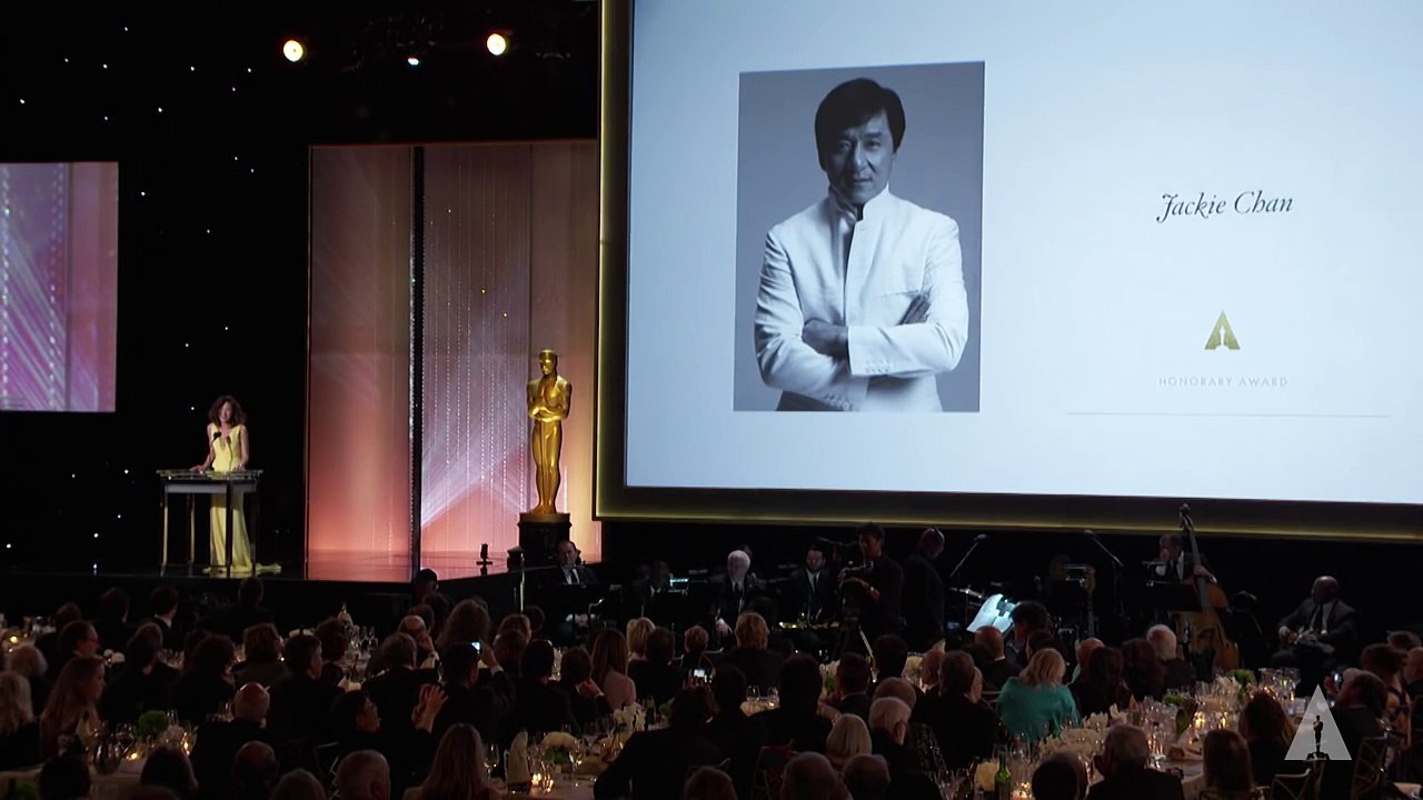 Michelle Yeoh honors Jackie Chan at the 2016 Governors Awards