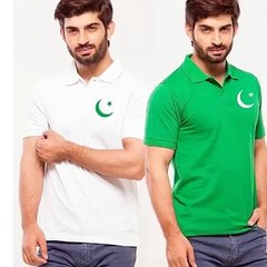 14 August Suit  Dress For Men's Green & White Cotton Polo 2017 Online Shoppping