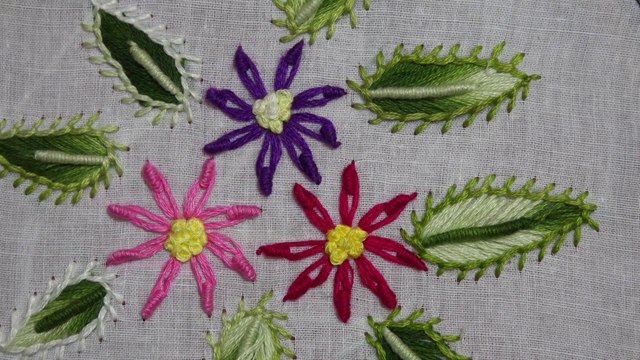 Hand Embroidery: Hand Stitch: Bullion Lazy Daisy Stitch