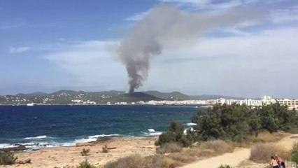Aircraft Battle Forest Fire Near Ibiza Tourist Town