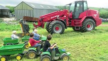 KIDS on tractors, real tractors and silage, kids watching silage, farming for kids