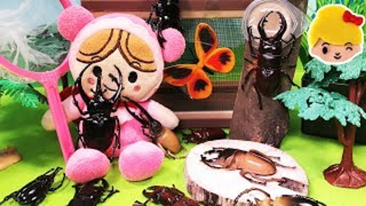 アンパンマン おもちゃ 昆虫採集 カブトムシとクワガタを虫カゴにゲットしよう！ヘラクレス、コーカサスはいるかな？ ❤ ゴミ収集車 消防車 トンボ 蝶 カマキリ パン工場ハウス アニメ anpanman