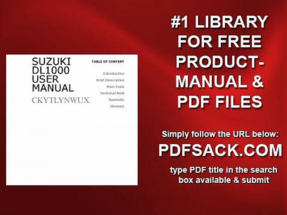 Suzuki Dl1000 User Manual