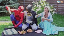 Spiderman vs Giant Balloon w/ Maleficent Frozen Elsa Superheroes IRL