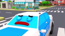 The Blue Police Car - Cars & Trucks Cartoons - Vehicle & COLOURS Car for babies