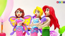 Disney Princess Cinderella Makeup Babies Arile Play doh STOP MOTION - Learn Colors Finger Family
