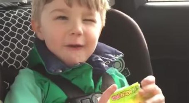 Kid Gets Absolutely Wrecked By His First Sour Patch Kid
