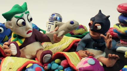Spider Baby Superhero Daycare Toddler Batman + Joker Play Doh Stop Motion in Real Life Superheroes
