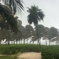 Strong Wind Gusts Churn Waves, Whip Trees in Eastern Mexico Resort