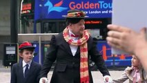 James Corden stops London traffic as Mary Poppins