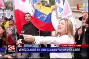 Venezolanos refugiados en Lima claman por un país libre en Plaza Francia