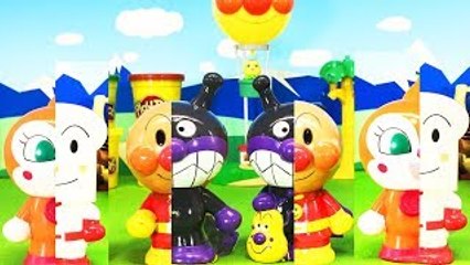 合体アンパンマンとバイキンマン❤お顔パズルも出てくるよ animation Anpanman Toy
