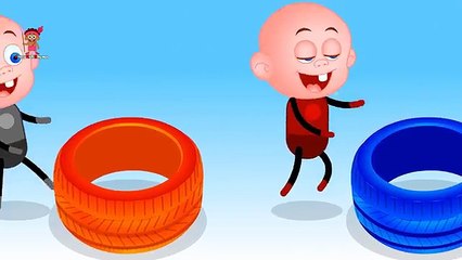 Child Play with Giant Colors Tyres!! Learning Colors for Children!! Kindergarten Kid Playing Video