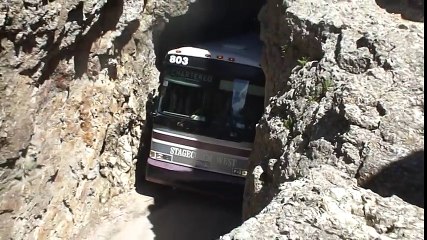 Charter Bus in Rock Tunnel - dailymotion