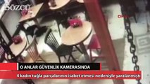Beşiktaş'ta 4 kişinin yaralandığı tarihi binanın duvarından taşlar düşmesi kamerada