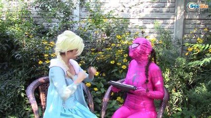 Spiderman wears DRESS? w/ Frozen Elsa Beard's PRANK Hulk Maleficent Superheroes IRL